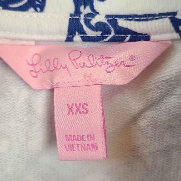 Rare Lilly Pulitzer White Elephant Print French Terry Henley Sweatshirt Preppy 0 - Picture 8 of 11